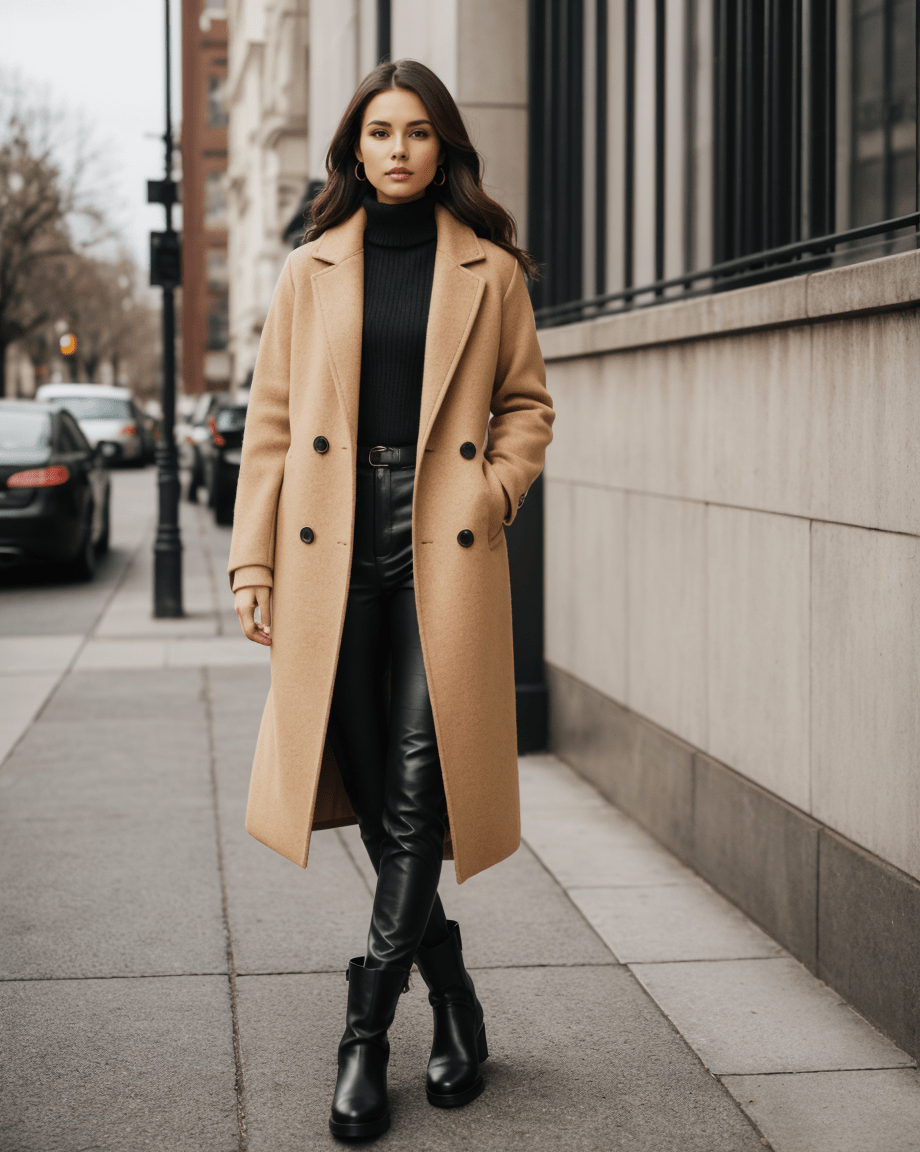 Double-breasted wool coat