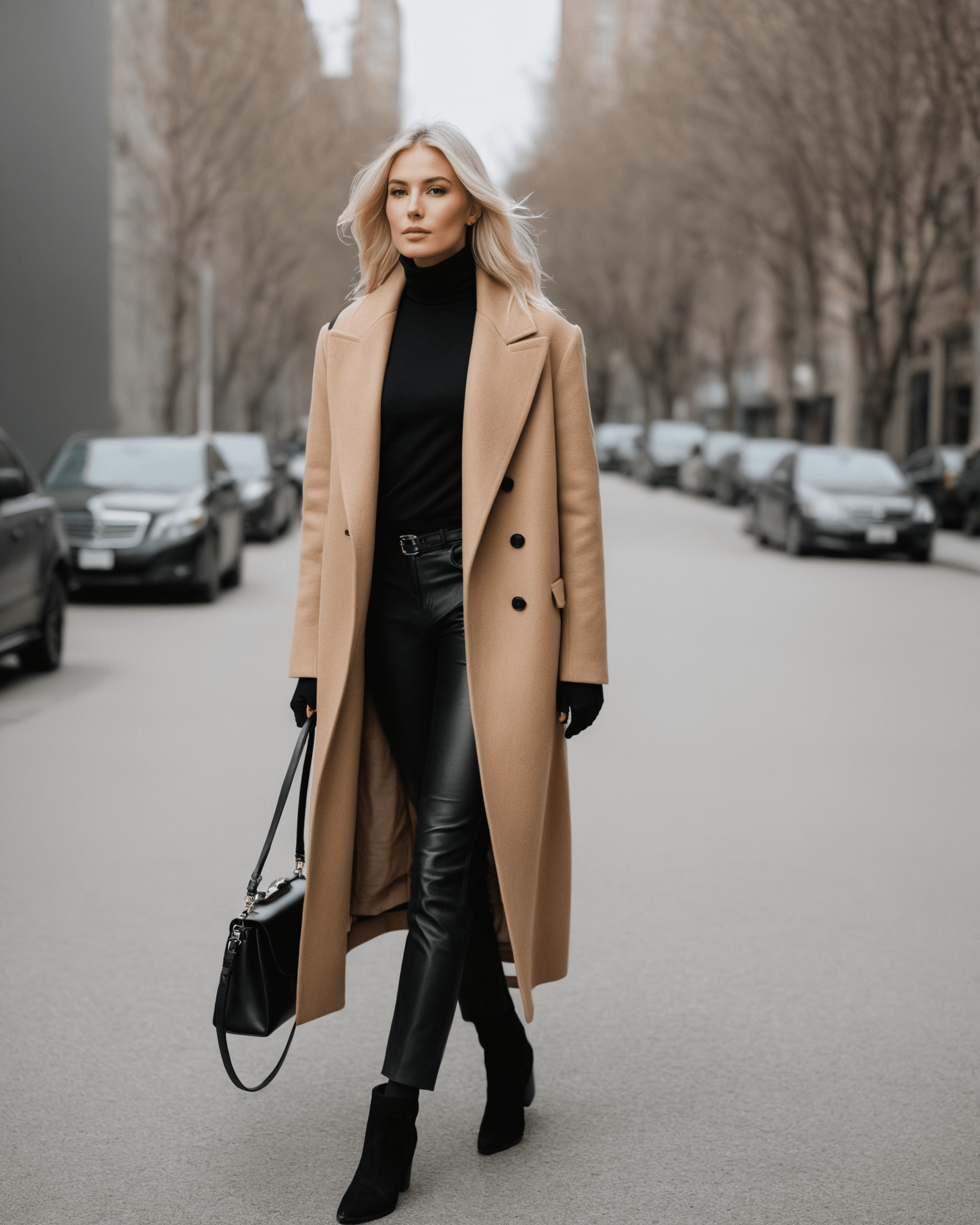 Double-breasted wool coat